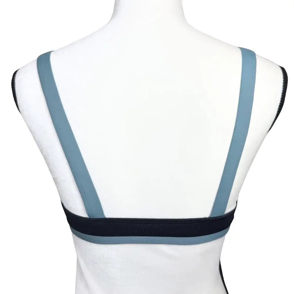 L Space Ribbed Farrah Triangle Bikini Top Size Medium Colorblock Beach Coastal